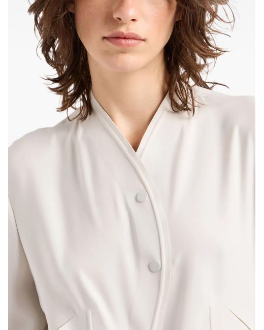 Giorgio Armani White Collarless Drop-Shoulder Jacket