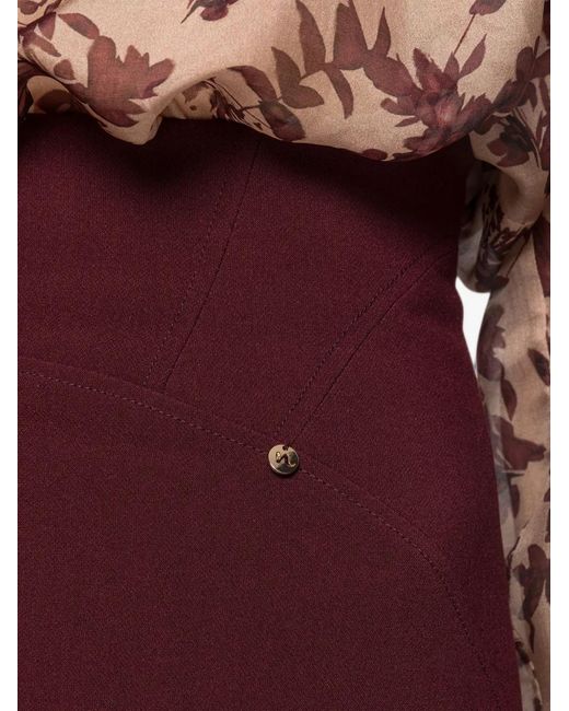 Nissa Red High-Rise Pencil Midi Skirt