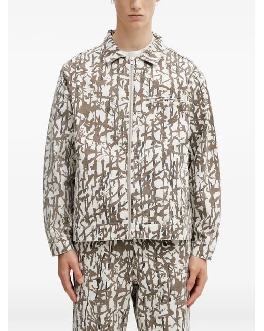 Gramicci White Veste Zippée À Imprimé Abstrait for men