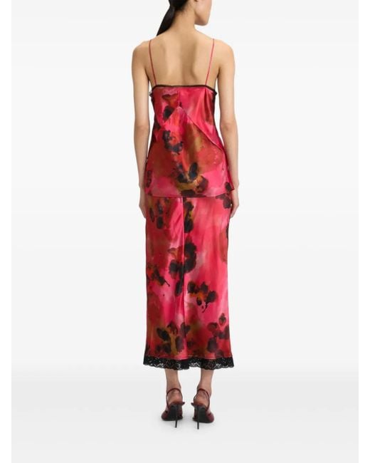 Victoria Beckham Red Floral-Print Maxi Dress