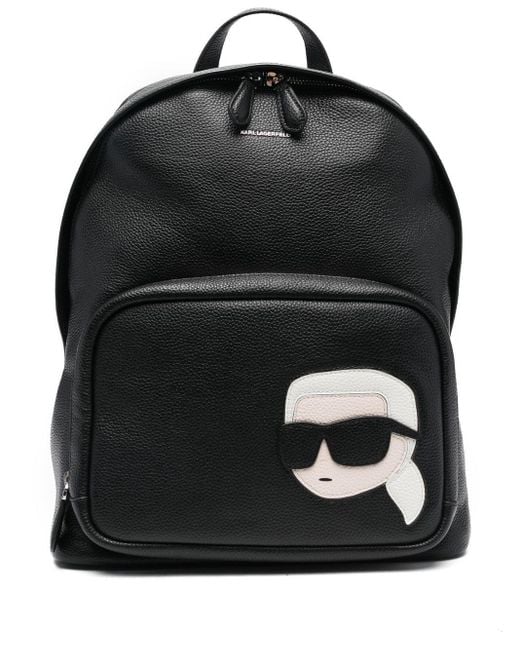 Karl Lagerfeld Black K/ikonik 2.0 Leather Backpack