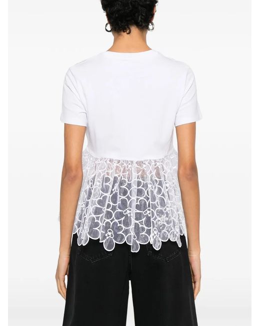 CECILIE BAHNSEN White Lace-Detail T-Shirt