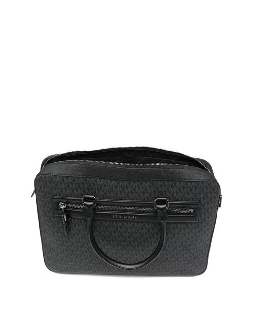 Michael Kors Black Logo-Print Zip Briefcase for men