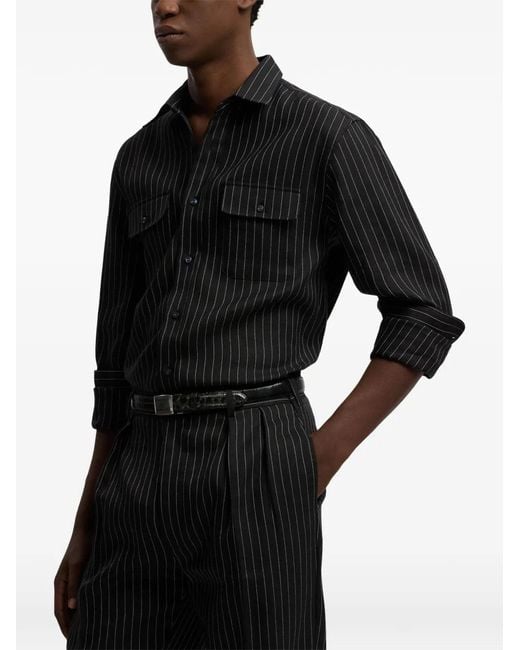 Ralph Lauren Black Pinstripe Pocket Shirt for men