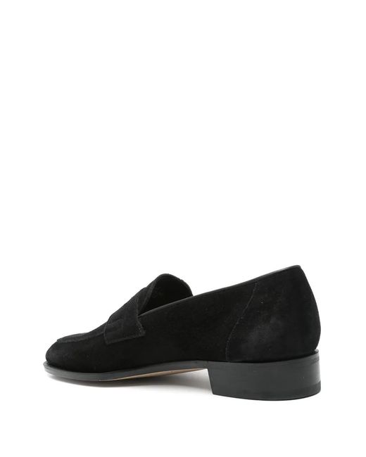 John Lobb Black Suede Loafers for men