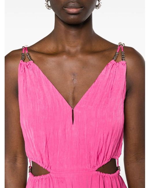 Maje Gekreukte Maxi-jurk Met V-hals in het Pink