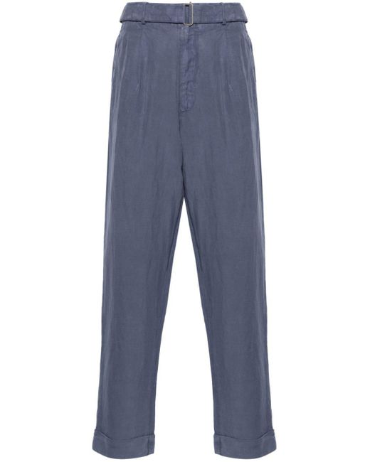Officine Generale Blue Pleat-detail Tapered Trousers for men