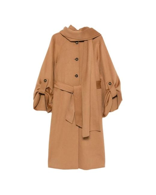 Zimmermann Brown Belted Scarf-Detail Coat