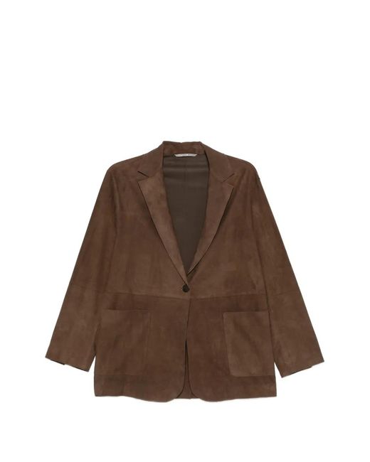 Leather Authority Brown Buttoned Jacket