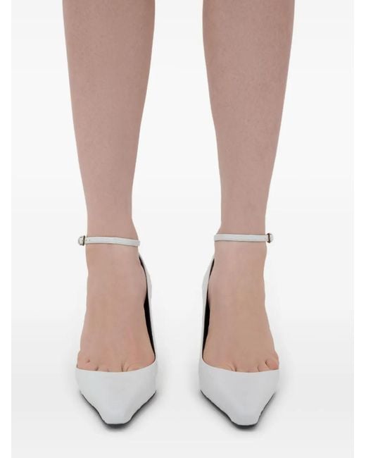 Loulou de Saison White Scala Ostrich-Effect Pumps