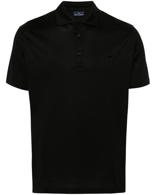 Paul & Shark Black Logo-Plaque Polo Shirt for men