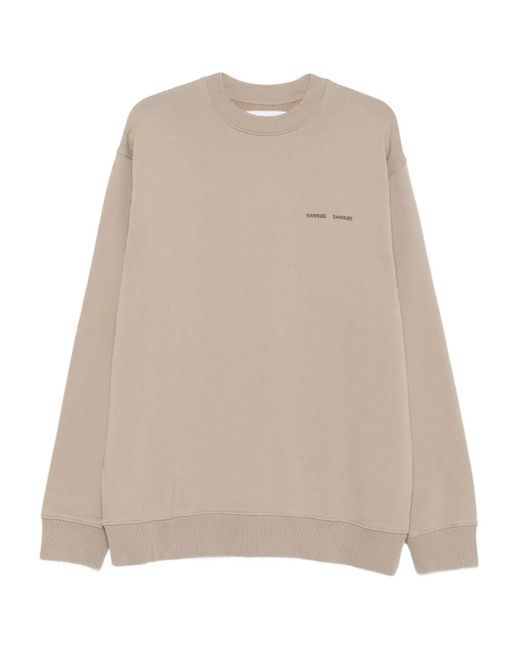 Samsøe & Samsøe Sweater Met Ronde Hals En Logo in het Natural voor heren