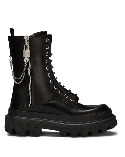 Dolce & Gabbana Black Calfskin Ankle Boots