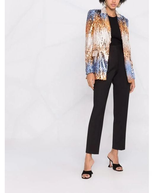 Philipp Plein Blue Sequin Single-Breasted Blazer