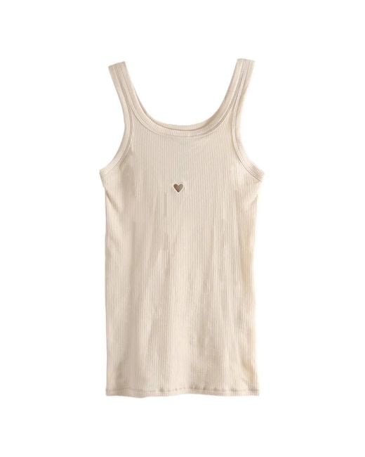 Baserange Natural Heart-Detail Ribbed Tank Top