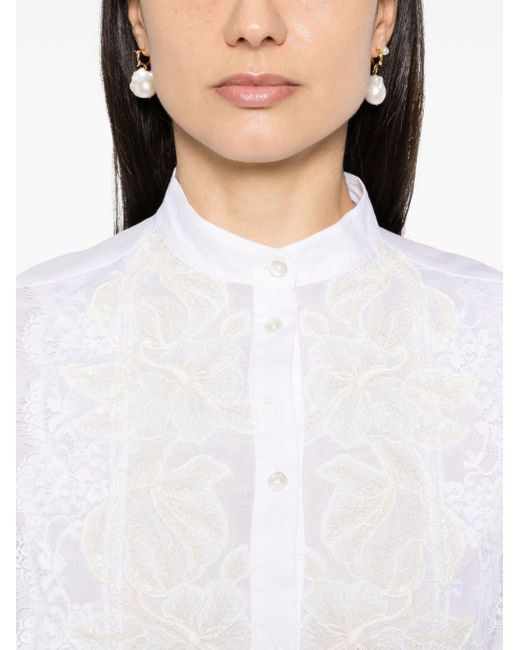 ERMANNO FIRENZE White Floral-lace Cotton Shirt