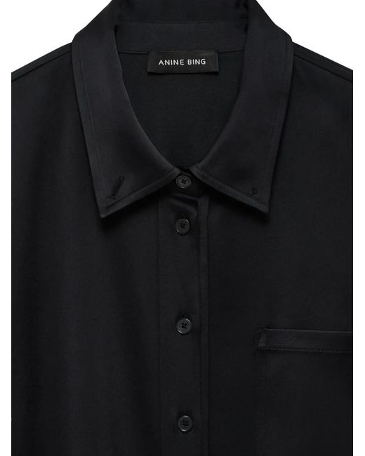 Anine Bing Black Chemise Scott À Coupe Crop
