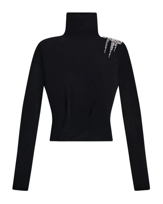 Area Blue Crystal-Cluster Draped Open-Back Top