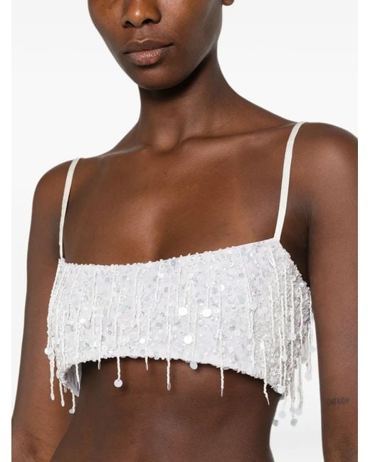 Asta Resort White Yasmin Bead-Embellished Bralette