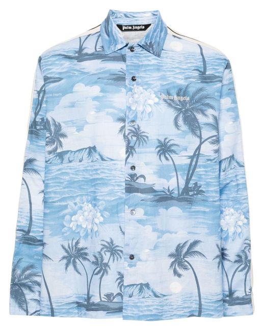Palm Angels Sunset Hemd mit grafischem Print in Blue für Herren