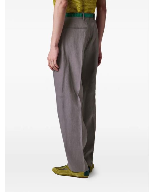 Paul Smith Gray Pressed-Crease Relaxed-Fit Linen Trousers for men
