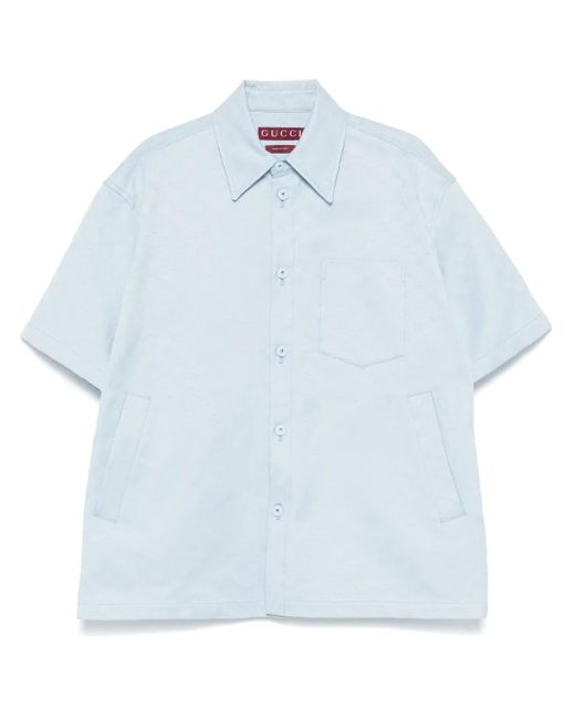Gucci Blue 'Double Gg' Oversize Fit Work Shirt for men