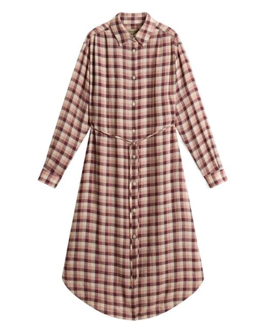 Woolrich White Checked Flannel Shirt Midi Dress