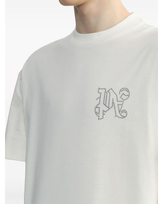 Palm Angels White Stud-logo T-shirt for men