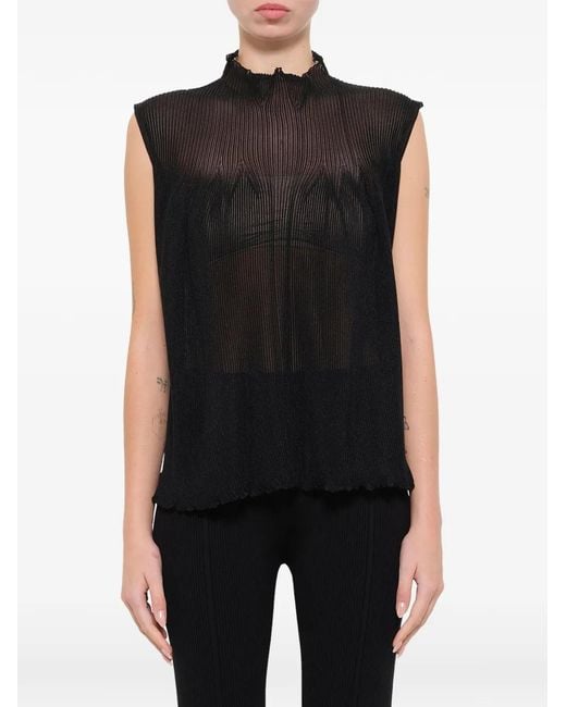 CFCL Black Hypha Lucent Glitter-Effect Top
