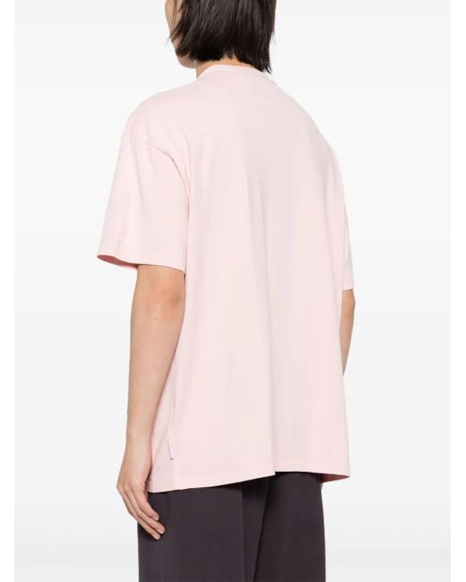 FIVE CM Pink Embroidered Cotton T-Shirt for men