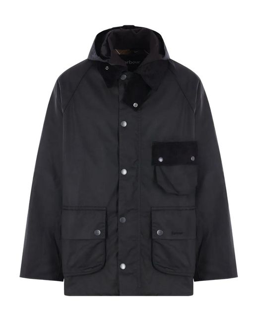 Barbour Black Modified Solway Waxed Coat for men