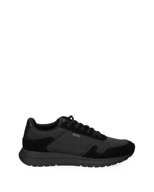 Boss Black Panelled Lace-Up Sneakers for men