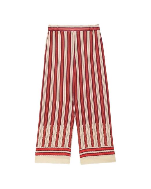 Ottod'Ame Red Striped Wide-Leg Trousers
