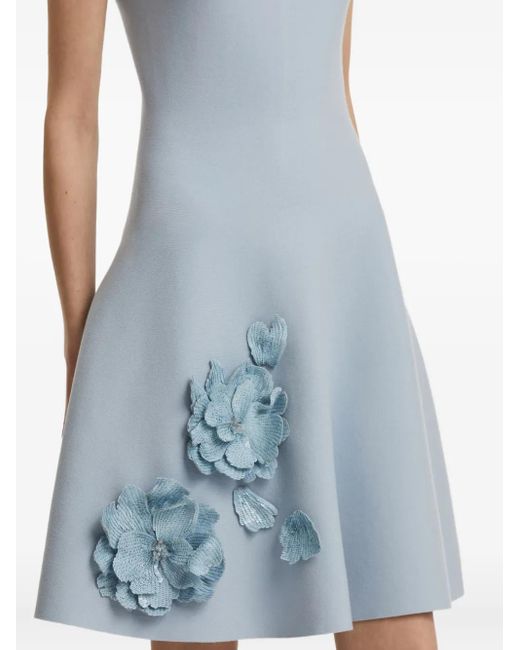 Oscar de la Renta フローラル ミニドレス Blue