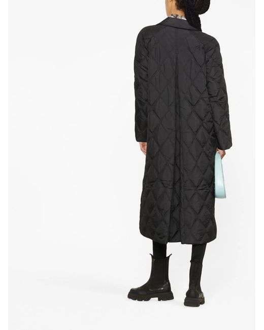 Ganni Black Quilted Midi Coat