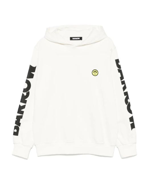 Barrow White Cotton Hoodie