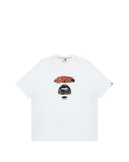 Aape By A Bathing Ape White Graphic-Print T-Shirt for men