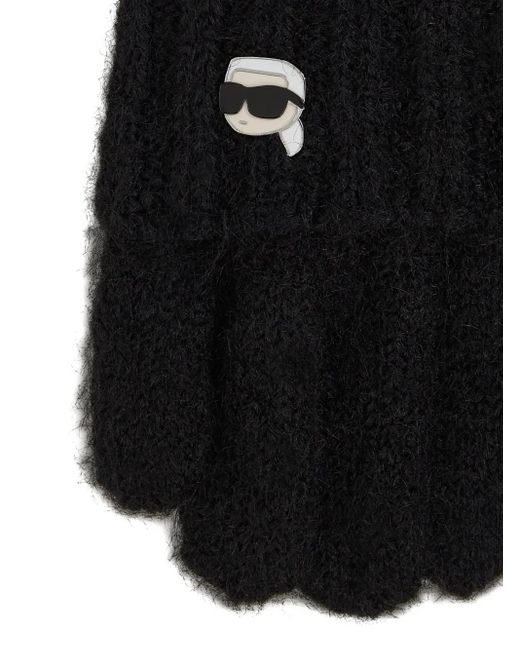 Karl Lagerfeld Black Ikon Pin Knitted Gloves
