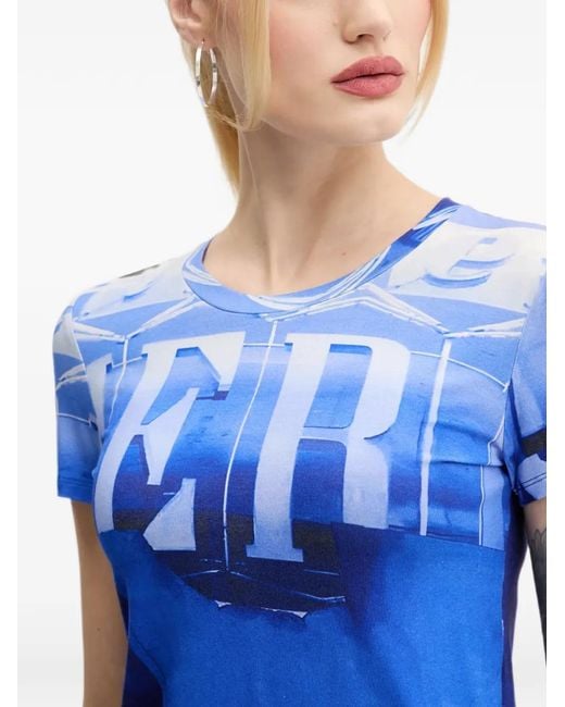 Desigual Blue Graphic-Print T-Shirt