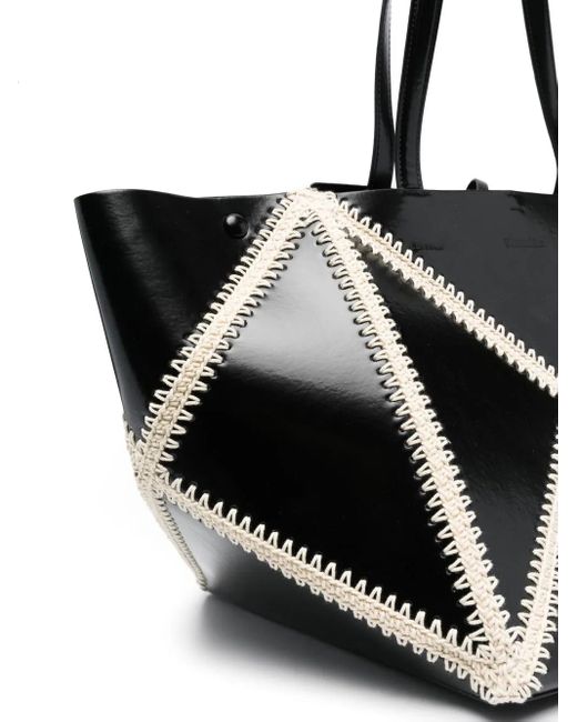 Nanushka Black Whipstitch-Trim Detail Tote Bag