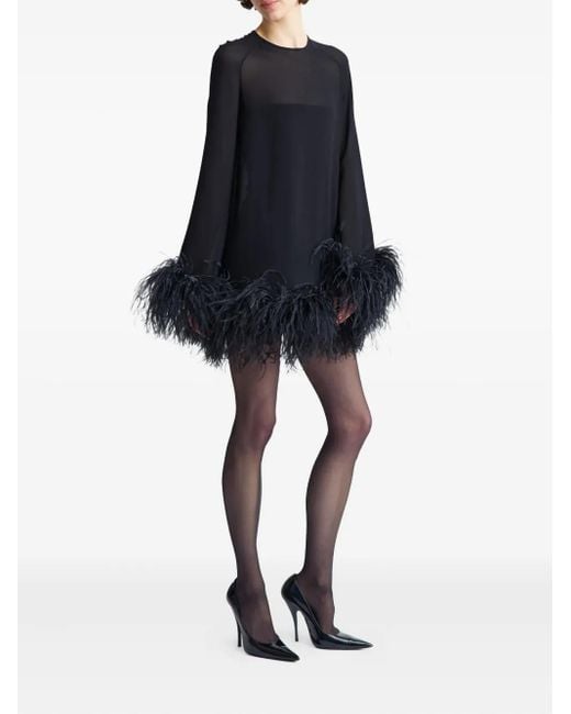 16Arlington Black Hodi Feather-Trim Mini Dress