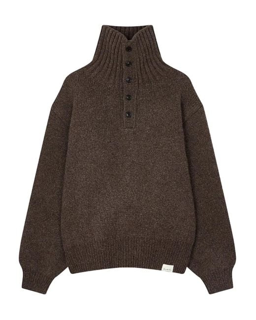 MAN ON THE BOON. Trui Met Hoge Hals in het Brown voor heren