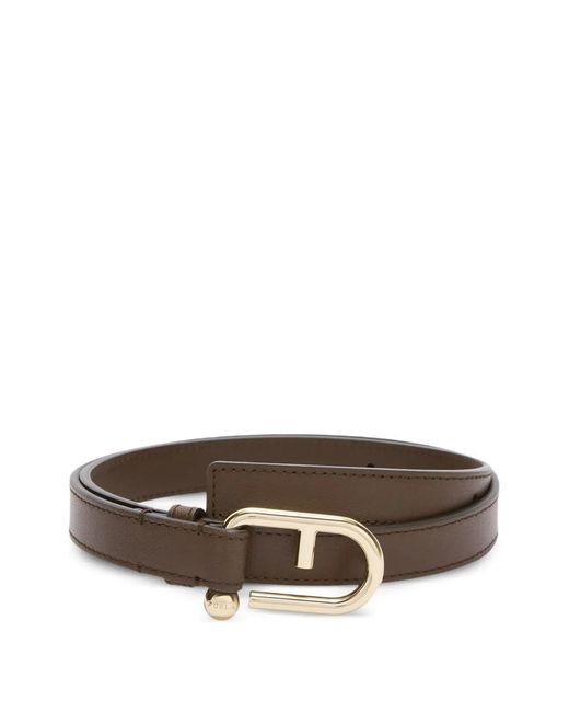 Furla Brown Grained Buckle Belt