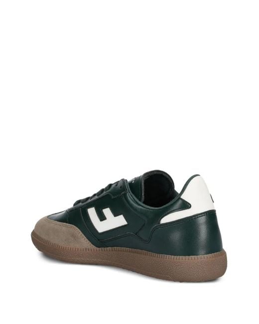 Flamingos Green Suede-Panel Leather Sneakers