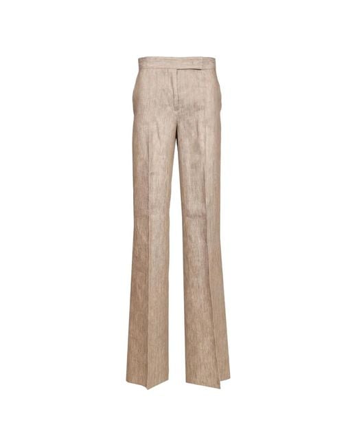 Max Mara Natural Chevron-Pattern Linen Trousers