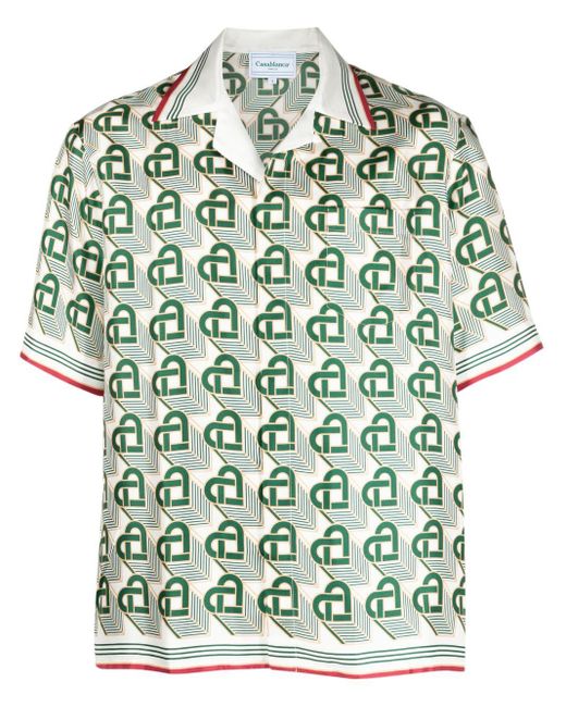 メンズ Casablancabrand Heart Monogram シルクシャツ Green