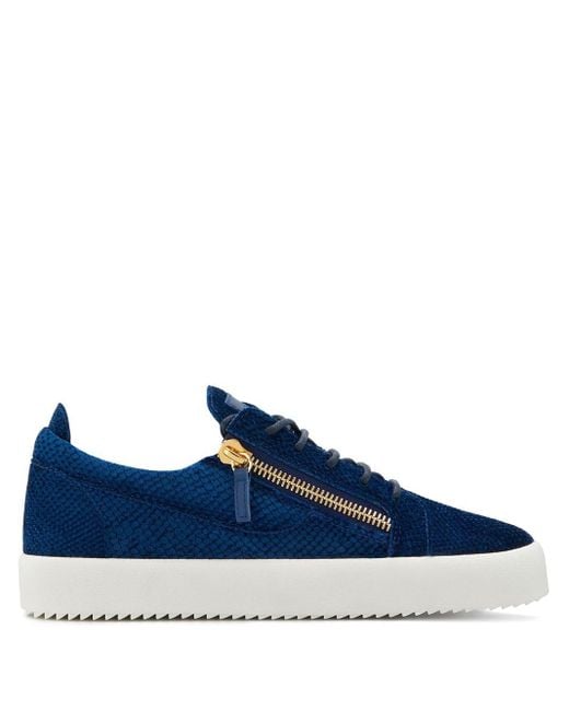 Giuseppe Zanotti Frankie Velvet Sneakers in Blue for Men | Lyst