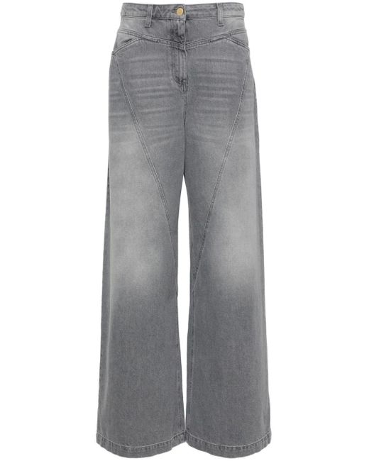 Elisabetta Franchi High Waist Jeans Met Wijde Pijpen in het Gray