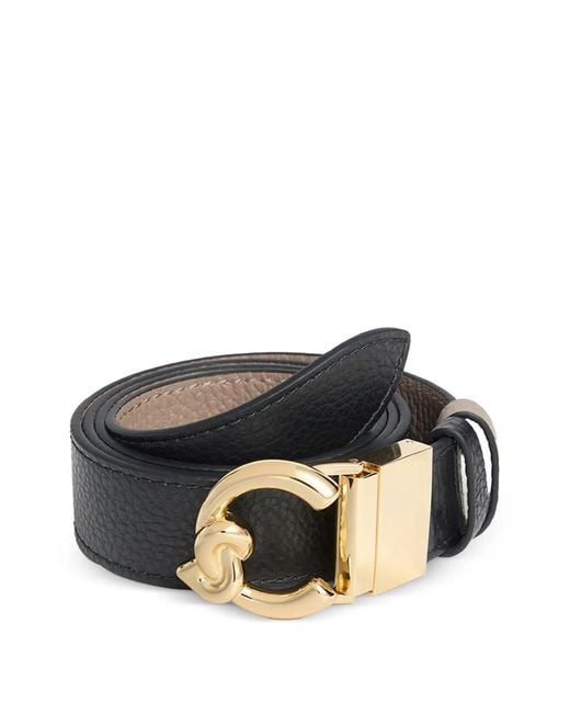 Coccinelle Black Grained Buckle Leather Belt