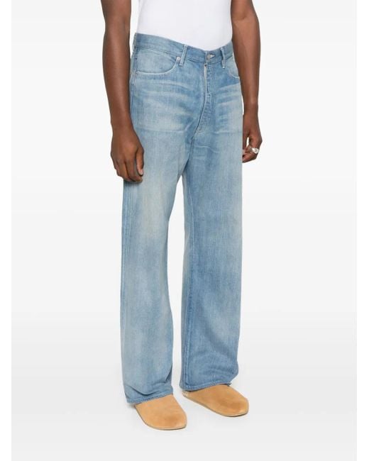 Auralee Blue Faded Selvedge Jeans for men